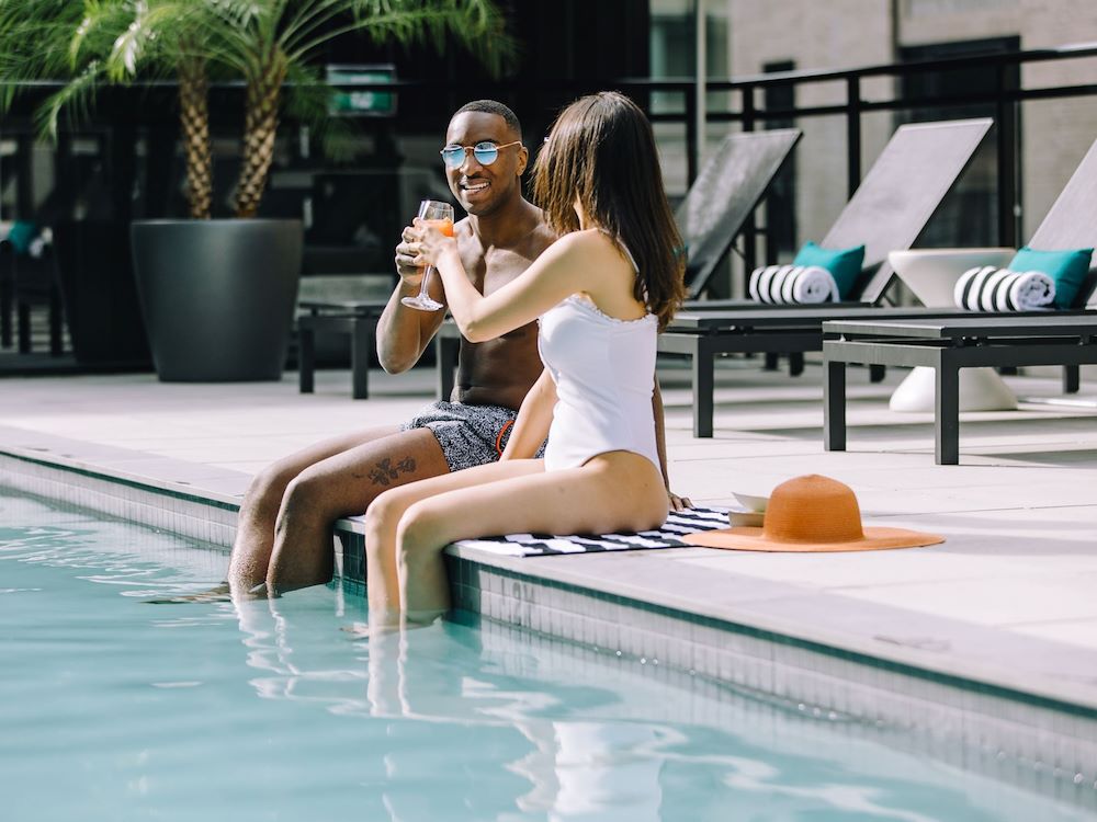 Cocktails at the rooftop pool